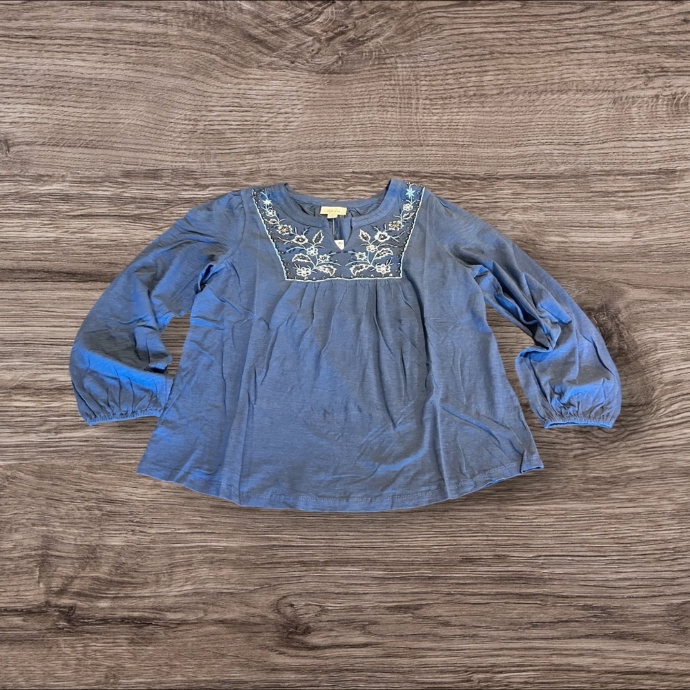 Style & Co Shimmer Knit Embroider Sequin Floral Boho Top Long Sleeve Medium NWT